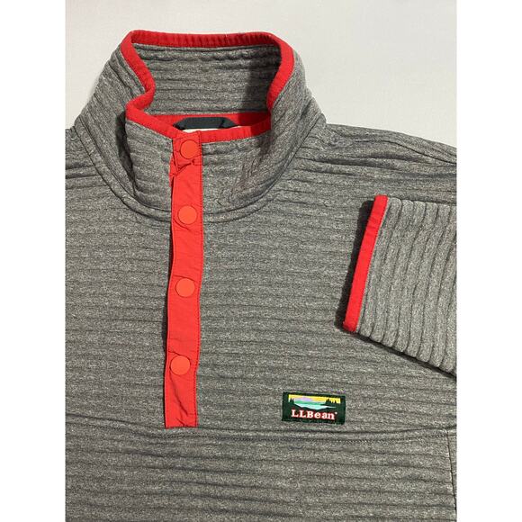 LL Bean Hoodie Men’s Size XL Regular Grey Ribbed Fleece Full Zip Jacket - Picture 8 of 9